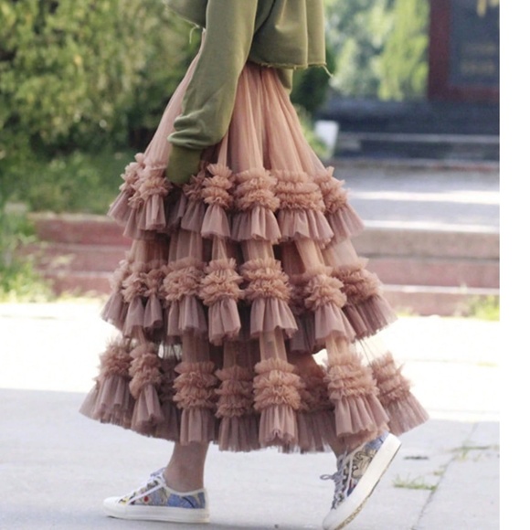 Boho Stretchy Waist Color Block Mesh Flowy Maxi Skirt - Picture 2 of 6